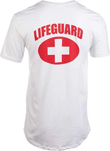 Tall Tee: Lifeguard | White Lifeguarding Unisex Uniform Costume T-Shirt For Men Women 4 Tall Tee: Lifeguard | White Lifeguarding Unisex Uniform Costume T-Shirt For Men Women - Image 2