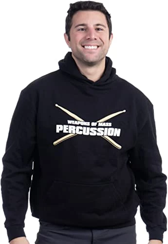 Ann Arbor T-shirt Co. Weapons Of Mass Percussion | Funny Drum Drummer Music Drumming Band Hooded Sweatshirt Hoody 3 Ann Arbor T-shirt Co. Weapons Of Mass Percussion | Funny Drum Drummer Music Drumming Band Hooded Sweatshirt Hoody