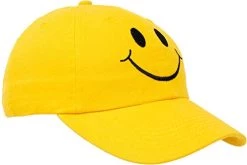 Ann Arbor T-shirt Co. Smiling Face Hat | Cute Happy Mom Dad Teacher Yellow Baseball Cap For Men Women