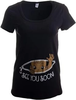 See You Soon! | Cute Funny Maternity Pregnancy African American Baby Scoop Neck Top Black T-Shirt For Pregnant Women -T-Shirt Store 31IhF6GBhHL. AC