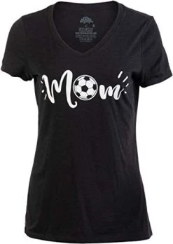 Soccer Mom | Funny Cute Fun Sport Mama Little League Youth Mommy Women's V-Neck T-Shirt-(Vneck,S) Vintage Black