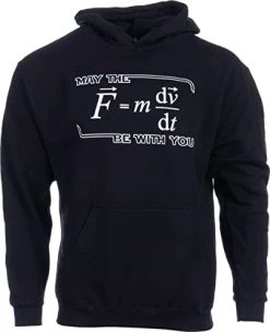 Ann Arbor T-shirt Co. May The (F=m*dv/dt) Be With You | Funny Physics Science Nerd Hooded Sweatshirt Hoody - (Hoodie,XL)