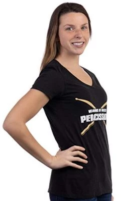 Weapons Of Mass Percussion | Funny Drum Drummer Music Band Women's V-Neck T-Shirt-(Vneck,2XL) Black -T-Shirt Store 31Pw24XaI4L