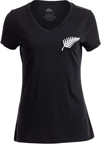 Kiwi New Zealand Pride | Silver Fern Southern Cross Women Girl Black T-Shirt Top-(Vneck,L) 5 Kiwi New Zealand Pride | Silver Fern Southern Cross Women Girl Black T-Shirt Top-(Vneck,L) - Image 3