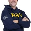 Ann Arbor T-shirt Co. NAVY PT Style Hoodie | U.S. Military Naval Sailor Training Infantry Workout Fleece Hoody Sweatshirt