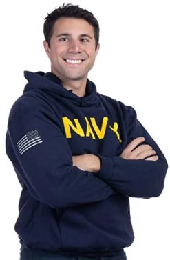 Ann Arbor T-shirt Co. NAVY PT Style Hoodie | U.S. Military Naval Sailor Training Infantry Workout Fleece Hoody Sweatshirt