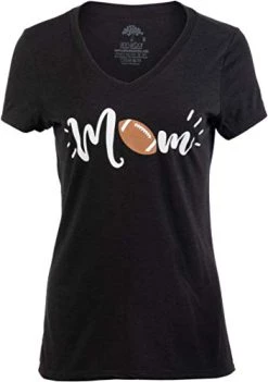 Football Mom | Funny Cute Fun Sport Mama Little League Youth Mommy Women's V-Neck T-Shirt-(Vneck,L) Vintage Black