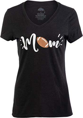 Football Mom | Funny Cute Fun Sport Mama Little League Youth Mommy Women's V-Neck T-Shirt-(Vneck,L) Vintage Black 3 Football Mom | Funny Cute Fun Sport Mama Little League Youth Mommy Women's V-Neck T-Shirt-(Vneck,L) Vintage Black
