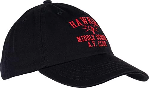 Hawkins Middle School A.V. Club | Vintage Style 80s Costume AV Hawkin Baseball Dad Hat Black 4 Hawkins Middle School A.V. Club | Vintage Style 80s Costume AV Hawkin Baseball Dad Hat Black - Image 2
