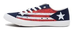Puerto Rico Flag Sneakers | Cute Fun Rican Nuyorican Gym Tennis Shoe - Women Men - (Lowtop, US Men's 8, US Women's 10) Blue