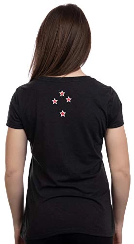 Kiwi New Zealand Pride | Silver Fern Southern Cross Women Girl Black T-Shirt Top-(Vneck,L) 4 Kiwi New Zealand Pride | Silver Fern Southern Cross Women Girl Black T-Shirt Top-(Vneck,L) - Image 2