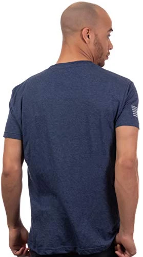 Don't Give Up The Ship & U.S. Sleeve Flag | Naval Veteran Sailor Style Navy Blue Graphic T-Shirt 5 Don't Give Up The Ship & U.S. Sleeve Flag | Naval Veteran Sailor Style Navy Blue Graphic T-Shirt - Image 4