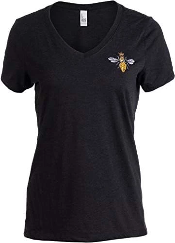 Embroidered Queen Bee | Funny Cute Cool Boss Lady Crown Top Women's V-Neck T-Shirt 6 Embroidered Queen Bee | Funny Cute Cool Boss Lady Crown Top Women's V-Neck T-Shirt - Image 4