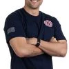 Firefighter Embroidered Cross Pocket Tee | Fire Fighter Rescue Courage Red Line T-Shirt-(Pocket,L) -T-Shirt Store 31t0a2vDsHL