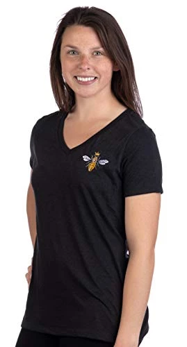 Embroidered Queen Bee | Funny Cute Cool Boss Lady Crown Top Women's V-Neck T-Shirt 3 Embroidered Queen Bee | Funny Cute Cool Boss Lady Crown Top Women's V-Neck T-Shirt