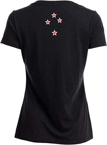 Kiwi New Zealand Pride | Silver Fern Southern Cross Women Girl Black T-Shirt Top-(Vneck,L) 6 Kiwi New Zealand Pride | Silver Fern Southern Cross Women Girl Black T-Shirt Top-(Vneck,L) - Image 4
