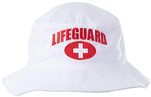 Lifeguard Bucket Hat | Professional Guard Red Sun Cap Men Women Costume Uniform - White 3 Lifeguard Bucket Hat | Professional Guard Red Sun Cap Men Women Costume Uniform - White