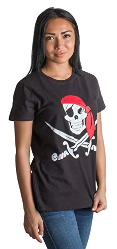 Jolly Roger Pirate Flag | Skull & Crossbones Caribbean Cruise Costume Ladies' T-Shirt