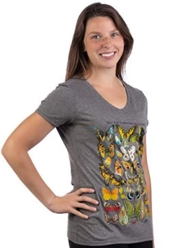 Vintage Butterfly Art | Cool Nature Illustration Butterflies V-Neck T-Shirt For Women 9 Vintage Butterfly Art | Cool Nature Illustration Butterflies V-Neck T-Shirt For Women -T-Shirt Store 410u9OEDEFL