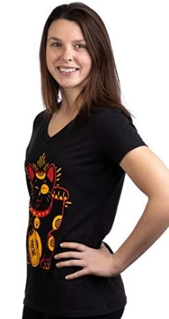 Maneki-Neko Lucky Cat | Cool Japanese Good Luck Charm V-Neck T-Shirt For Women 7 Maneki-Neko Lucky Cat | Cool Japanese Good Luck Charm V-Neck T-Shirt For Women -T-Shirt Store 410wrvnjlVL 1