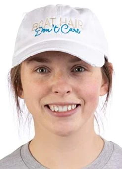Boat Hair, Don't Care | Ponytail Dad Hat, Boating Lake Cute Pony Tail Low Cap - White -T-Shirt Store 4115dr66qcL