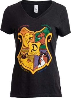 Dogwarts School Of Canine Wizardry | Funny Dog Mom Joke V-Neck T-Shirt For Women -T-Shirt Store 41182G mS5L. AC