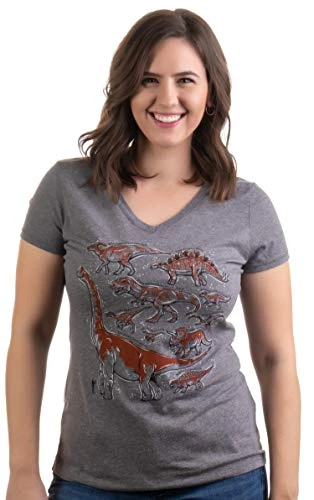 Dinosaur Species | Dino Mom Birthday Party Costume Top V-Neck T-Shirt For Women 4 Dinosaur Species | Dino Mom Birthday Party Costume Top V-Neck T-Shirt For Women - Image 2