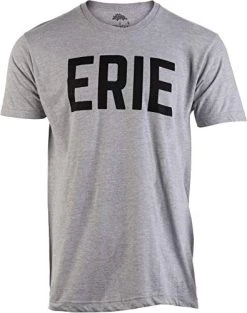 Erie | Classic Retro City Grey Pennsylvania PA Lake Presque Isle Men Women T-Shirt-(Adult,L)