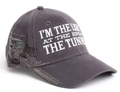 Ann Arbor T-shirt Co. I'm The Light At End Of The Tunnel | Funny Railroad Hat Train Humor Baseball Cap Charcoal