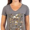 Vintage Insect Art | Cool Bug Beetle Bees Science Teacher Biology Women Shirt Top-(Vneck,3XL)