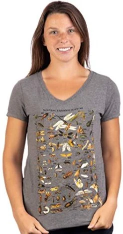 Vintage Insect Art | Cool Bug Beetle Bees Science Teacher Biology Women Shirt Top-(Vneck,3XL)