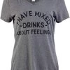 I Have Mixed Drinks About Feelings | Funny Brunch Wine Girly V-Neck T-Shirt For Women -T-Shirt Store 413BLsuq9qL