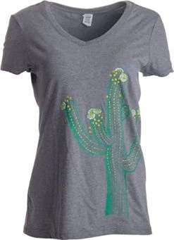 Saguaro Cactus Art | Cute Western Southwest Desert Artsy Women's V-Neck T-Shirt