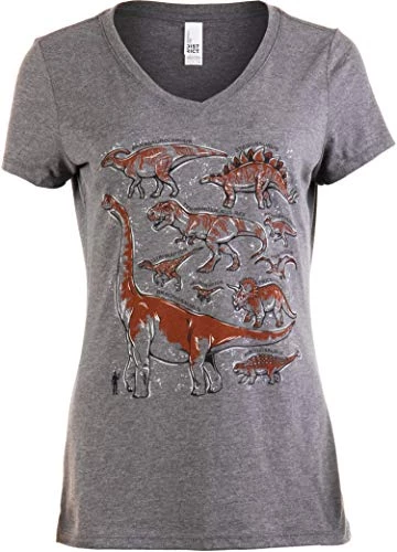 Dinosaur Species | Dino Mom Birthday Party Costume Top V-Neck T-Shirt For Women 3 Dinosaur Species | Dino Mom Birthday Party Costume Top V-Neck T-Shirt For Women