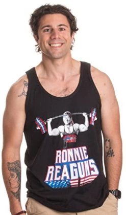 Ann Arbor T-shirt Co. Ronnie ReaGUNS | Funny Weight Lifting Workout Merica USA Tank -T-Shirt Store 414PU6WgOaL 2