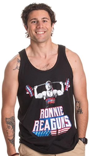 Ann Arbor T-shirt Co. Ronnie ReaGUNS | Funny Weight Lifting Workout Merica USA Tank Top-(Adult,2XL) Black 5 Ann Arbor T-shirt Co. Ronnie ReaGUNS | Funny Weight Lifting Workout Merica USA Tank Top-(Adult,2XL) Black - Image 3