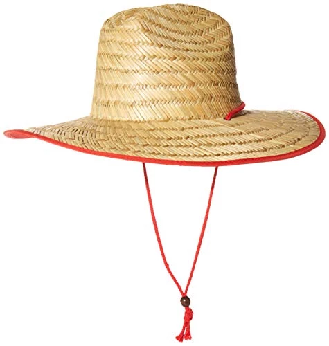 Lifeguard Straw Hat | Professional Beach Guard Red Sun Cap Men Women Costume Uniform - Red 4 Lifeguard Straw Hat | Professional Beach Guard Red Sun Cap Men Women Costume Uniform - Red - Image 2