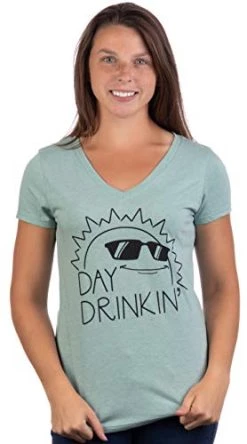 Day Drinkin' | Funny Cute Drinking Joke Daydrinking Saying Phrase Women's V-Neck T-Shirt -T-Shirt Store 414sDBYDSWL