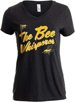 The Bee Whisperer | Beekeeper Beekeeping Keeper Keeping V-Neck T-Shirt For Women-(Vneck,S) Black