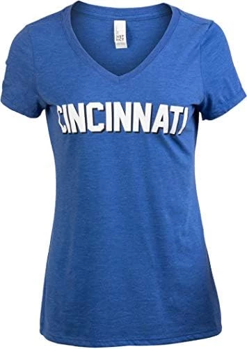 Cincinnati | Classic Retro Black Red Blue Grey Ohio City Pride Newport Fan Women's V-Neck T-Shirt Top T-Shirt 11 Cincinnati | Classic Retro Black Red Blue Grey Ohio City Pride Newport Fan Women's V-Neck T-Shirt Top T-Shirt - Image 9