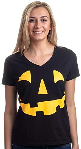 Glow In Dark Jack O' Lantern | Halloween Pumpkin Costume Women's V-Neck T-Shirt 5 Glow In Dark Jack O' Lantern | Halloween Pumpkin Costume Women's V-Neck T-Shirt - Image 3