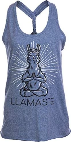 Llamaste | Cute, Funny Yoga Llama Namaste Workout Racerback Tank Top For Women