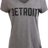 Detroit | Classic Retro City Grey Blue Red Black Detroiter 313 Cool Michigan Women V-Neck T-Shirt Top -T-Shirt Store 41AMdSAy8EL