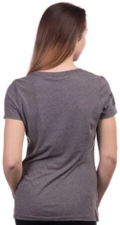 Army Women's V-Neck | U.S. Military Infantry Sleeve Flag Female Soldier T-Shirt Wife Mom Top -T-Shirt Store 41B56ThdXwL