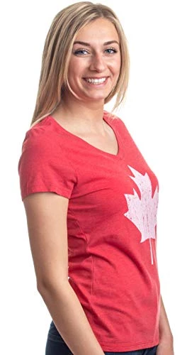 Canada Pride | Vintage Style, Retro Canadian Maple Leaf Women's V-Neck T-Shirt 4 Canada Pride | Vintage Style, Retro Canadian Maple Leaf Women's V-Neck T-Shirt - Image 2