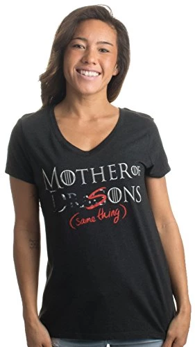 Mother Of Dragons (er, Sons - Same Thing) | Funny Mommy Ladies' V-Neck T-Shirt 3 Mother Of Dragons (er, Sons - Same Thing) | Funny Mommy Ladies' V-Neck T-Shirt
