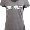Cincinnati | Classic Retro Black Red Blue Grey Ohio City Pride Newport Fan Women's V-Neck T-Shirt Top T-Shirt -T-Shirt Store 41CVvBxOm1L