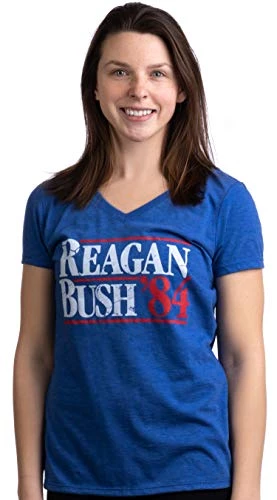 Reagan Bush '84 | Vintage Style Conservative Republican GOP Women V-Neck T-Shirt 4 Reagan Bush '84 | Vintage Style Conservative Republican GOP Women V-Neck T-Shirt - Image 2