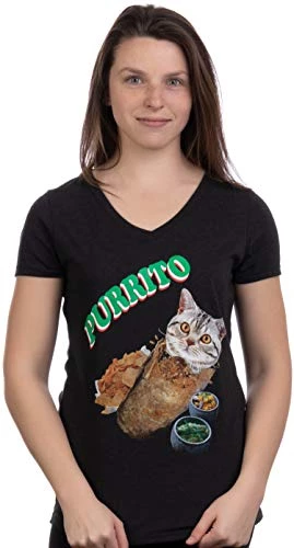 Purrito | Burrito Cat Funny Mexican Food Kitty Salsa Guac Kitten Women T-Shirt-(Vneck,M) 4 Purrito | Burrito Cat Funny Mexican Food Kitty Salsa Guac Kitten Women T-Shirt-(Vneck,M) - Image 2
