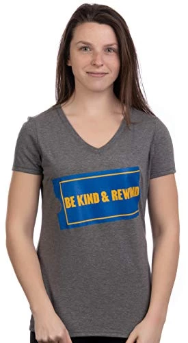 Be Kind & Rewind | Funny Retro 90s Party Nostalgia 1990s Stuff Women Top T-Shirt-(Vneck,S) 3 Be Kind & Rewind | Funny Retro 90s Party Nostalgia 1990s Stuff Women Top T-Shirt-(Vneck,S)